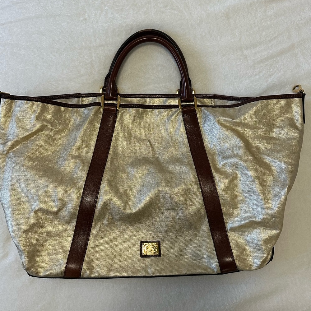Burberry Cream and Brown Leather Detail